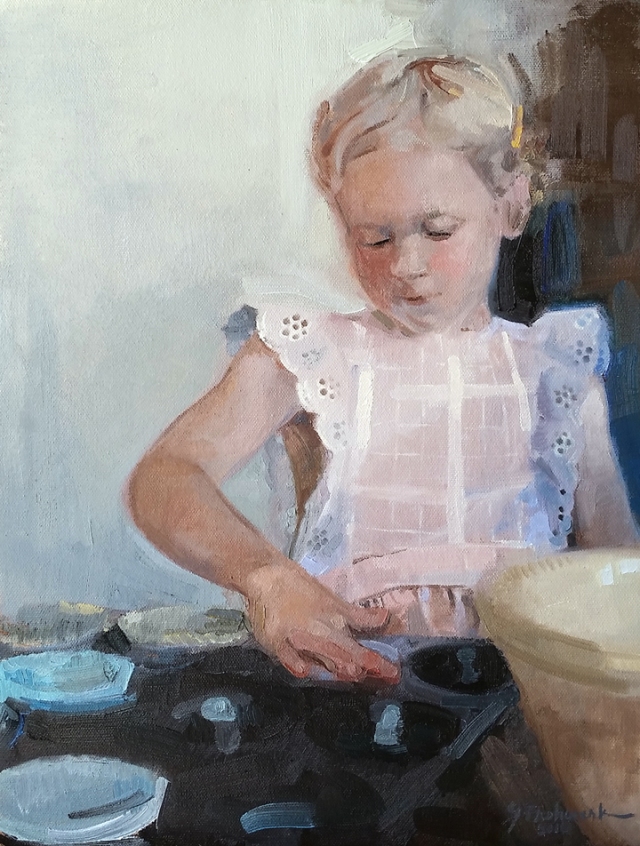 The Baker/ Jennifer Frohwerk/ Oil on canvas on panel 16"x12"